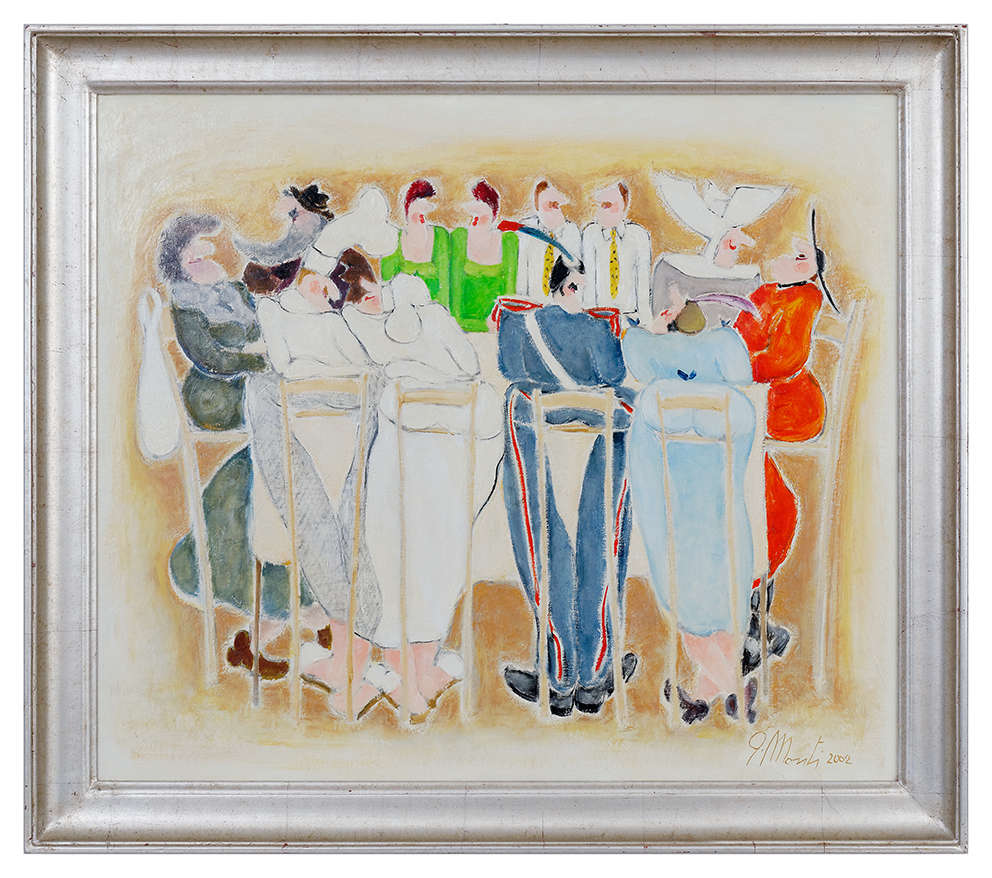 Augusto Monti (1942 -Milan) « Personaggi a tavola » Huile s/toile de lin – 60x70 cm – 2002 Estimation Fr. 1’500